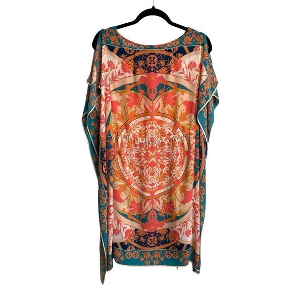Bgbgmaxazria Iness Boho Kaftan Printed Mini Knee Length Dress Pink Blue XS - Picture 6 of 13